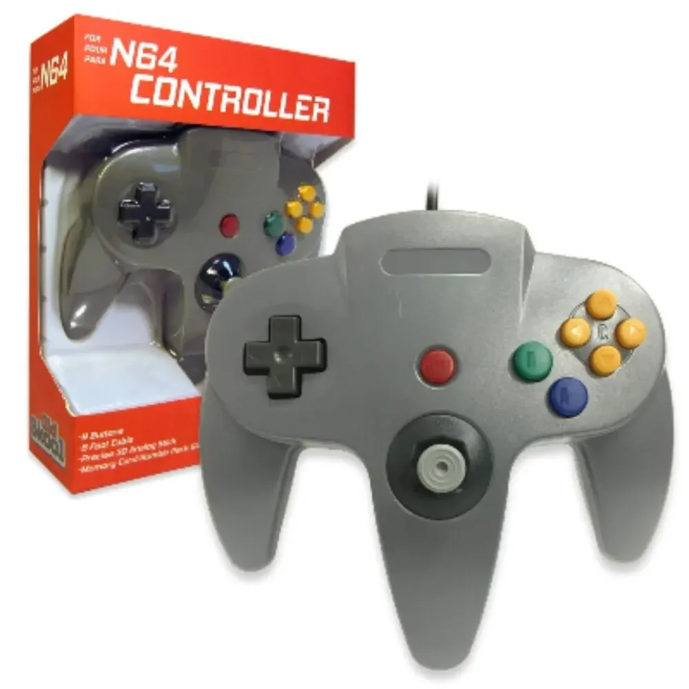 2 N64 Controllers - Grey & Black (NEW) - Nintendo64 - Old Skool